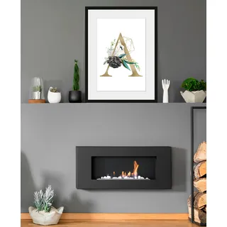 queence Bild »A« A   Buchstaben   Pflanzen   Pflanzenbilder 1 Stk. tlg. HD Premium Poster-Druck inkl. Holzrahmen, goldfarben