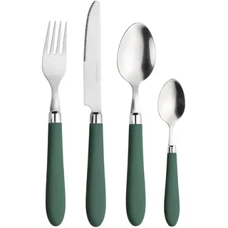 Pintinox Prima Collection, 24-teiliges Besteckset, Daisy-Serie, Edelstahl, nickelfreier Griff, grün, mit Geschenkbox