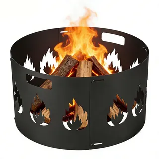 Vkechh Funkenschutz Feuerschale Verstellbarer Ø 70–75 cm | Funkengitter mit Griff,1,2mm Starkes Stahlblech,4-teilig Steckbar,perfekt für Garten & Terrasse,Schwarz
