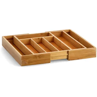 Zeller Besteckkasten Bambus ausziehbar 29-40 x 33,5 x 5 cm Braun