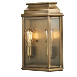 Wandleuchte Messing Glas Haus IP44 Vintage handgefertigt SINCLAIR Außen Lampe