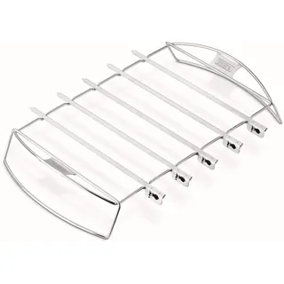 Weber Schaschlik/Kebab Set, besteht aus 5 Edelstahlspießen & Edelstahlgestell, passend für alle Holzkohle Grills ab Ø 57cm & Gasgrills ab Q2000 Serie oder größer, Antihaft-Edelstahl - Silber (6606)