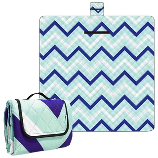 Waschbar Picknickdecke Wasserdicht Isoliert, Strandmatte Gepolstert Faltbar, Large Picnic Blanket Waterproof, Picknickdecke Isoliert, Stranddecke Sandfrei Dicke Für Kiesstrand Weich (Welle, 200x200)