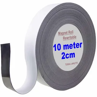 TUKA 10m x 20mm x 1mm Magnetband Wiederbeschreibbar, Kennzeichnungsband für Lagerkennzeichen, Whiteboard, Kühlschrank, Magnettafeln usw. Beschreibbar Abwichbar Zuschneidbar, Weiß TKD9046-white-2cm