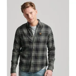 Superdry für Herren. M4010727A Holzfällerhemd aus Bio-Baumwolle mit grünem Karomuster (S), Lässig, Langarm, Nachhaltig