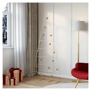 Metall-Weihnachtsbaum aus pulverbeschichtetem Stahl, moderner Akzent für das Wohnzimmer, festliche Dekoration in Gold, 210 cm