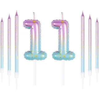 Rosa blaue 11th Geburtstag Kerze, rosa Zahl 11 Kerzen für Kuchen, bunte dünne Party Kerzen, Happy Birthday Kerzen Zahl, rosa blaue Kuchen Kerzen Kuchen Toppers für Mädchen Jungen Geburtstag Party