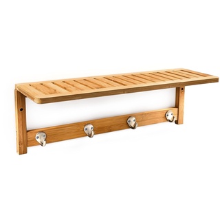 Relaxdays Wandgarderobe braun Holz 4 Haken 50,0 x 18,0 cm