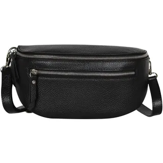 AmbraModa GLX2 - Damen Herren Unisex kleine Hüfttasche Gürteltasche Bauchtasche Umhängetasche aus Echtleder (Schwarz)