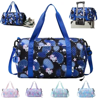 YOUYIKE Sporttasche Mädchen, Einhorn Yogatasche, Reisetasche Kinder, Schwimmtasche, Wasserdicht Turnbeutel, Gym Bag, Sportrucksack, Trainingstasche mit Schuhfach & Nassfach, Schwarz