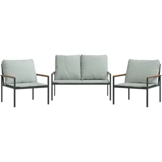 vidaXL 3-tlg. Garten-Lounge-Set mit Kissen Anthrazit Stahl - Grau