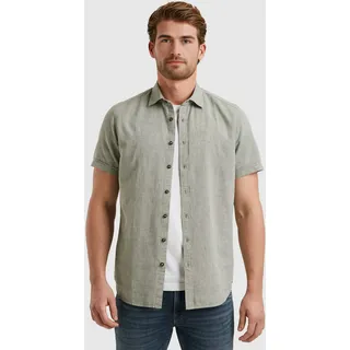 PME LEGEND Kurzarmhemd »Short Sleeve Shirt Ctn Linen 2 tone«, in melierter Optik, grün