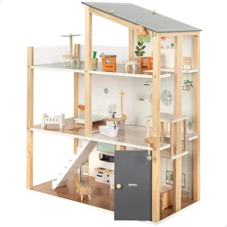 WOOMAX Puppenhaus aus Holz, grau (39127)
