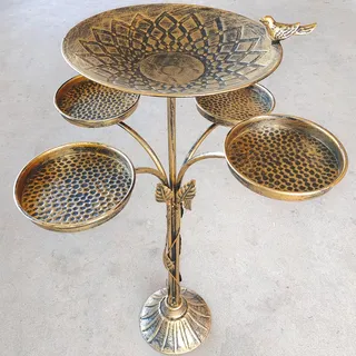 HOUYANG Vogeltränke aus Gusseisen, 84 cm hoch, für den Außenbereich, Vogelfutternapf, Metall, Vogeltränke, Garten, Terrasse, Dekoration