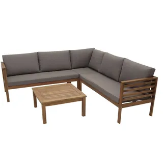 Lounge Set MANAUS, Akazie geölt, Polster grau, FSC®-zertifiziert