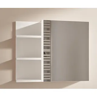 HAJDUK FURNITURE Badspiegelschrank 60x50 cm Weiß – Spiegelschrank Bad 1 Tür grifflos mit Ablagen links - Weiß