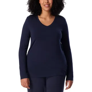 Schiesser Damen Schlafshirt Langarm Modal - Mix + Relax Pyjamaoberteil, Blau_175477, 42 EU