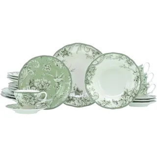 Kombiservice CREATABLE "Adelaide, Service 20-tlg.", grün, 20, Porzellan, Geschirr-Sets, Kombiservice, Nostalgischer Vintage Dekor, Elegante Form