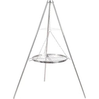 REDCAMP Schwenkgrill mit Grillrost, inkl Ketten Höhenverstellbar Höhe Edelstahl-Camping schwenkgrill edelstahl mit rundem Grillrost und Tragetasche für Outdoor-BBQ, Silber