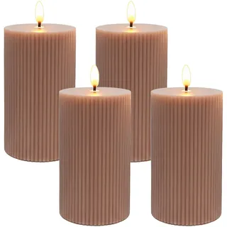 Relaxdays LED Kerzen 4 St. 13 cm rosa