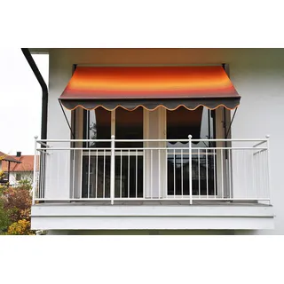 ANGERER Klemmmarkise Exklusiv orange-braun, 300 cm | Markise für Sonnenschutz, Montage ohne Bohren, ideale Balkonmarkise für Mietwohnungen, Made in Germany, waschbarer Stoff