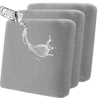 SHANNA Stretch Sofa Sitzkissenbezüge rutschfest Sofabezug: Gartenmöbel Couchkissen Schonbezüge wasserdichte Outdoor Patio Couch Kissen Schonbezug Möbelschutz für Haustiere (3-Sitzer,Hellgrau)