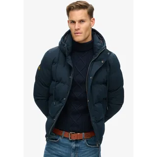 Steppjacke SUPERDRY "Everest Hooded Puffer Jacket", Herren, Gr. L, blau (eclipse navy), Web, Obermaterial: 100% Baumwolle, unifarben, loose fit, Jacken Steppjacke