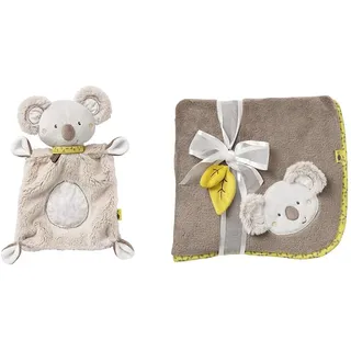 Fehn Schmusetuch Baby Schnuffeltuch mit Koala Köpfchen & Kuscheldecke Koala - Kuschelige Schmusedecke als Babydecke - Schmusetuch & Krabbeldecke für Kinderwagen und Babyschale