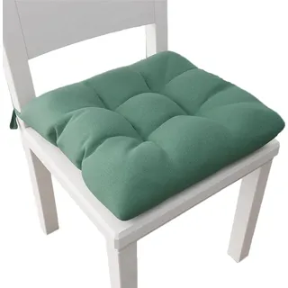 PETTI Artigiani Italiani - Kissen für Küchenstühle 4-Punkte-Set mit 6 Stück, Stuhlkissen aus Baumwolle mit Bändern 40 x 40 cm – 6er-Set einfarbig grün 100% Made in Italy