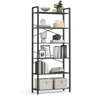 VASAGLE Bücherregal 30 x 80 x 186 cm Ebenholzschwarz-Tintenschwarz
