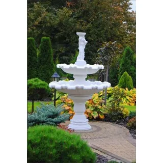 Zierbrunnen Springbrunnen Figur 197cm Brunnen Dekoration Garten Fontaine Teich - Weiß