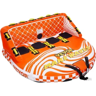 Vevor Fun Tube Set zum Bootfahren, Aufblasbare Schleppboote für 1–4 Personen, 300 kg Wassersport-Schleppschlauch zum Ziehen von Booten – mit Haltegriffen, Schlepppunkten und Sicherheitsventil