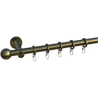 Gardinenstange INDEKO "Formentor" Gr. 3, silber (messing, antik), L:200cm Ø:16mm, Stahl, Gardinenstangen, Gardinenstange, Komplett-Set inkl. Ringen und Montagematerial