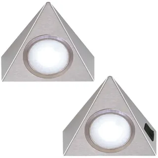 HKT Unterbauleuchten-Set , Edelstahlfarben , Metall , 2-teilig , 18.50x24x9.5 cm , Wippschalter, LED-Leuchtmittel austauschbar, gleichmäßige Lichtverteilung , Küchen, Küchenausstattung