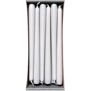 Nordring 12 Stück Spitzkerzen 2,3 cm x 25 cm hoch Hellgrau – RAL-zertifiziert, tropffrei & raucharm, ca. 8 Std. Brenndauer – Tischdeko & Kerzenleuchter