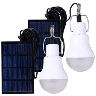 LED-Lampe für außen - mit 3,5 m Kabel - tragbare Solarlampe - aufladbare LED-Lampe - für Fischen, Camping, Notfall, Gärtnern - 2 Stück - Weiß