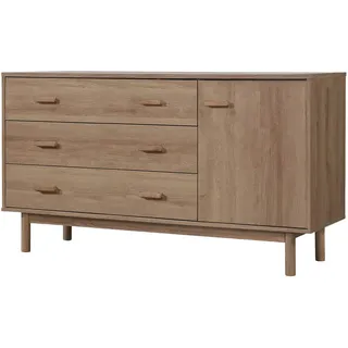 Mid.you Sideboard , Eichefarben , Metall , Holzoptik , 1 Fächer , 3 Schubladen , 144x80x44 cm , stehend , Kleinmöbel, Kommoden, Sideboards