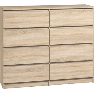 Roe Furniture | Kommode - 8 Schubladen - 140 cm - Sonoma - Modernes Design - Hochwertige Verarbeitung - Sideboard - Braun