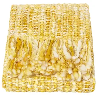 Homescapes Plaid Ophelia 125/150 cm, meliert , Gelb , Textil , Rechteckig , 125x150 cm , Oeko-Tex® , Heimtextilien, Wohntextilien, Decken, Kuscheldecken