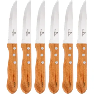 Berlinger Haus 6-teiliges Steakmesser-Set - Holzgriff, Edelstahl, Großformat, Home Restaurant Sensation, Farbe Braun - Braun