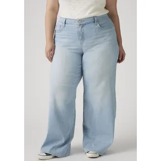 Weite Jeans LEVI'S PLUS "PL 318 SHAPING WIDE LEG", Damen, Gr. 20 (52), Länge 32, blau (tall glass of water plus), Denim/Jeans, Obermaterial: 80% Baumwolle, 19% Polyester, 1% Elasthan, unifarben, weit knöchellang, Jeans Weite Jeans, im Five-Pocket Style