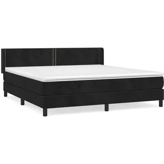 vidaXL Boxspringbett mit Matratze Schwarz 180x200 cm Samt - Schwarz