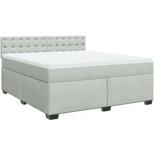 vidaXL Boxspringbett mit Matratze Hellgrau 180x200 cm Samt
