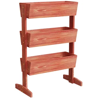 Vertikaler Hochbeetkasten, Konstruktion aus Fichtenholz, 4-stufiges Design, Rötlich Braun