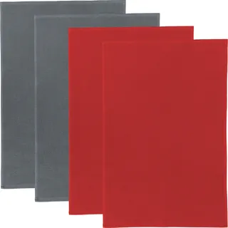 Erwin Müller Frottier-Geschirrtuch 2-farbig 4er-Pack Baumwolle grau/rot Größe 50x70 cm