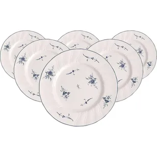 Villeroy & Boch Frühstücksteller »Frühstücksteller Vieux Luxembourg ø 20,5 cm 6er Set weiß-blau«, weiß