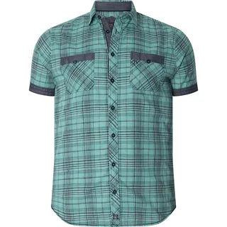 Kurzarmhemd JAN VANDERSTORM "Kurzarmhemd AALVAN", Herren, Gr. 6XL, weit, blau (türkis kariert), Obermaterial: 60% Polyester COOLMAX PES(Coolmax). 25% Baumwolle CO. 15% Leinen LI., Hemden Kurzarmhemd