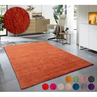 MY HOME Wollteppich MY HOME "Karchau", orange (terracotta), B:70cm H:13mm L:140cm, Schurwolle, Teppiche, Handweb Teppich, meliert, reine Wolle, handgewebt, brilliante Farben