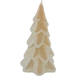Dekohelden24 Hochwertige Kerze als Tannenbaum, Weihnachtskerze, Figurenkerze als Christbaum,Tannenbaumkerze in Perlmutt mit Glitter, handgemacht, Größe: H/Ø ca. 15 x 8 cm.
