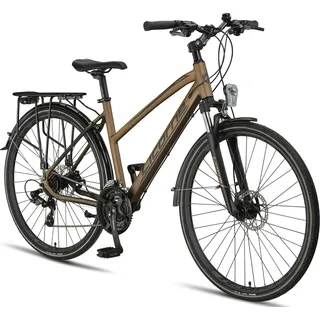 Licorne Bike Premium Touring Trekking Bike in 28 Zoll - Fahrrad für Jungen, Mädchen, Damen und Herren - 21 Gang-Schaltung - Mountainbike - Crossbike - Gold